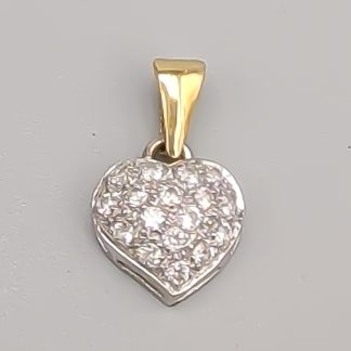 Hänge i Flerfärgat Guld med Vita Stenar Hjärta 18K 1.71g 13mm