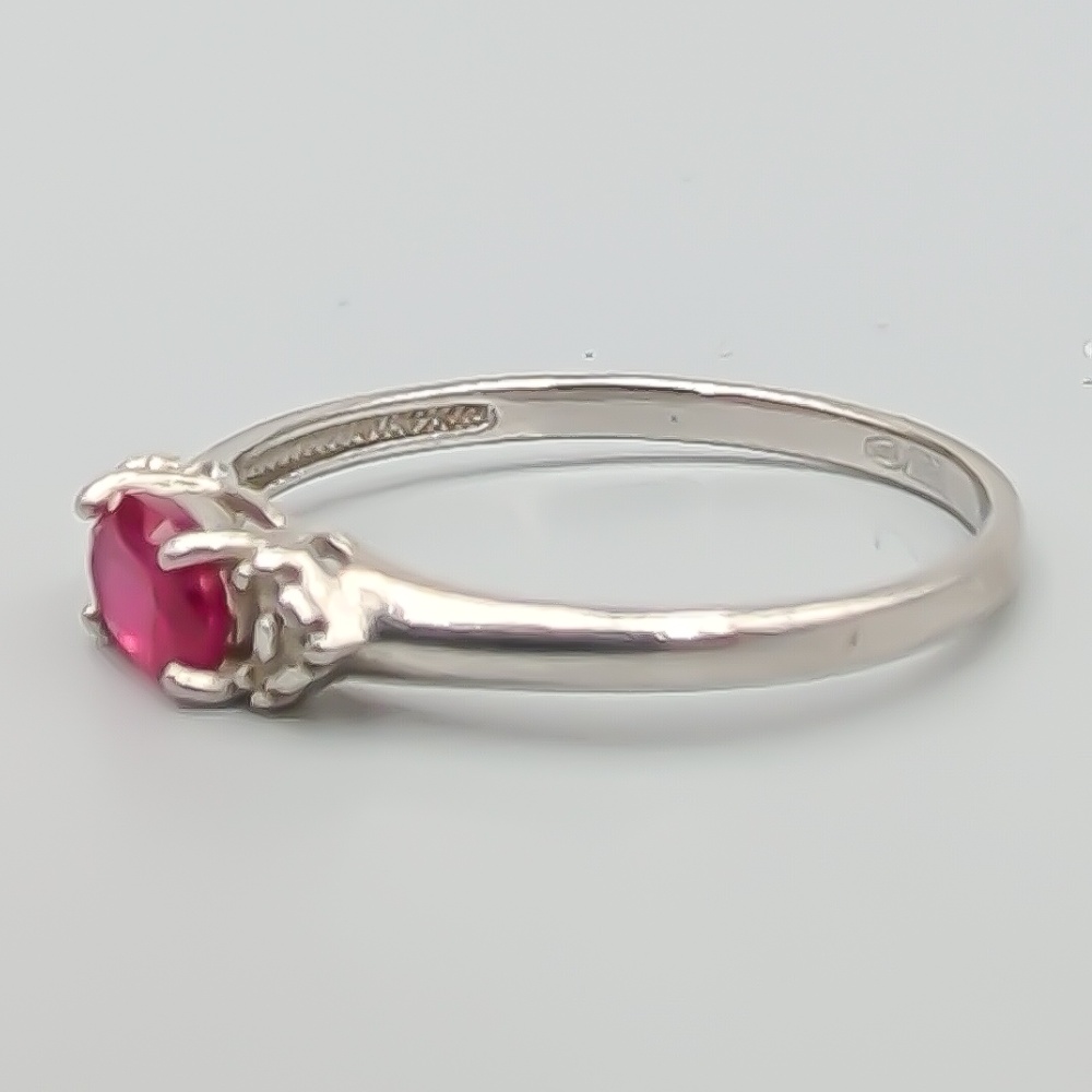 Ring i Silver med Rosa och Vita Stenar S925 1.11g 17.75mm - Bild 2