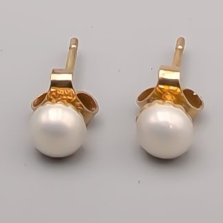 Örhängen i Guld med Pärlor 18K 1.23g 6mm