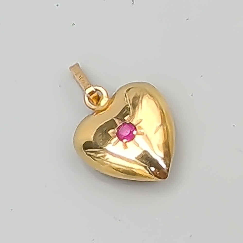 Hänge i Guld med Månadssten Januari Hjärta 18K 0.81g 15mm