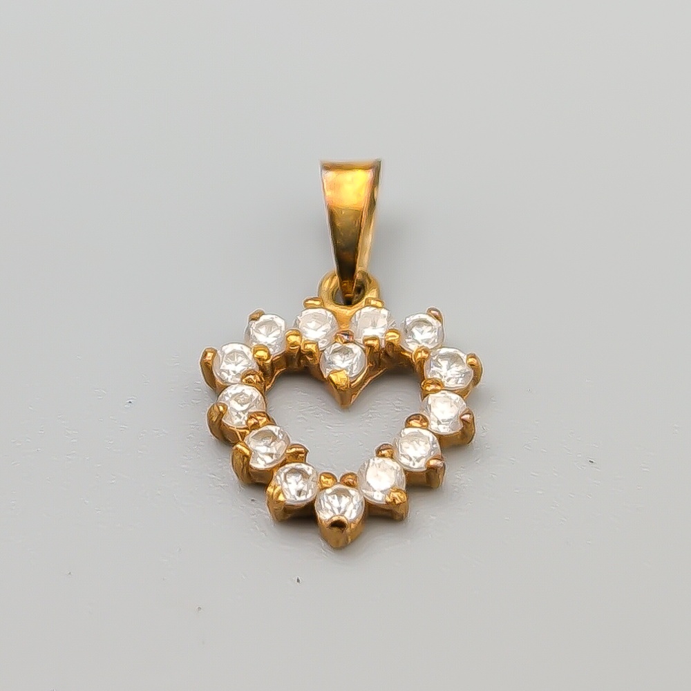 Hänge i Guld med Vita Stenar Hjärta 18K 1.07g 14mm