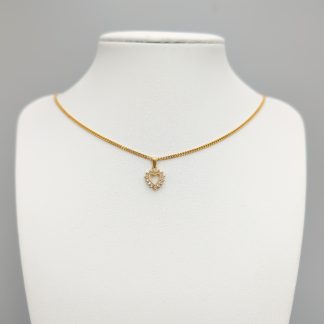 45.5cm Balestra Pansarlänk i Guld med Hänge Hjärta med Vita Stenar 18K 6.02g
