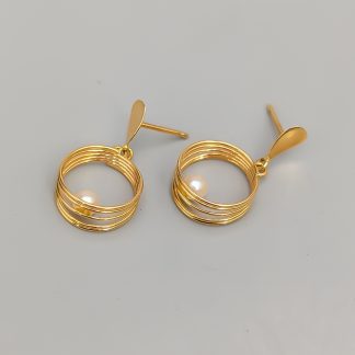 Örhängen i Guld med Pärlor 18K 2.06g 23mm