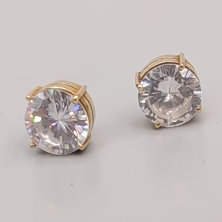 Örhängen i Guld med Vita Stenar 14K 6.95g 10mm