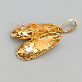 Hänge i Guld med Vita Stenar Ballerinaskor 18K 1.61g 18mm