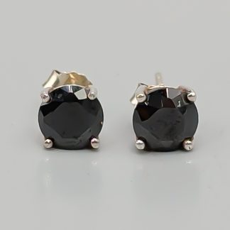 Örhängen i Silver med Svarta Stenar S925 2.22g 7mm