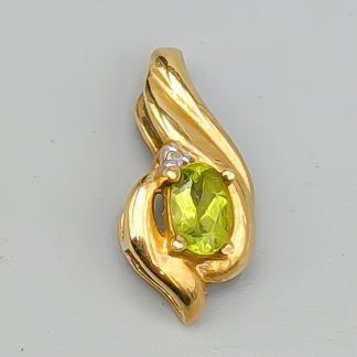 Diamanthänge i Guld med Grön Sten 10K 1.5g 19mm