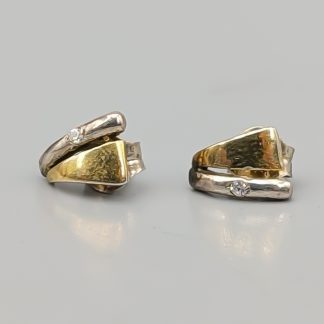 Örhängen i Förgyllt Silver med Vita Stenar S925 1.18g 11mm