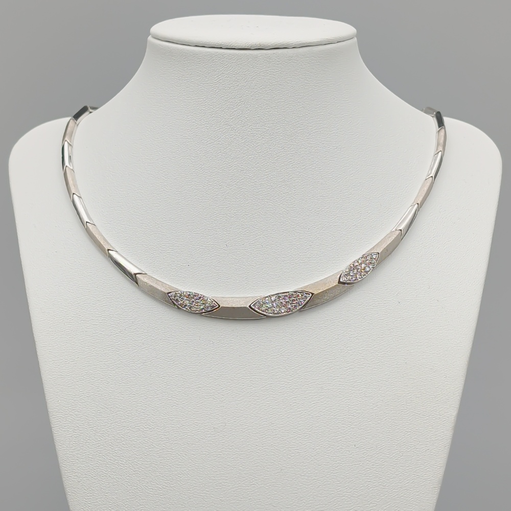40cm Halsband i Vitguld med Vita Stenar 18K 27.64g