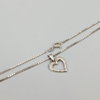39cm Venezialänk i Vitguld med Diamanthänge Hjärta 18K 4.96g