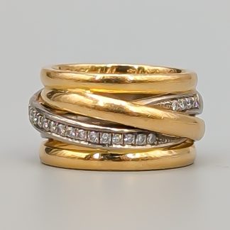 Diamantring i Flerfärgat Guld 18K 15.36g 16.75mm