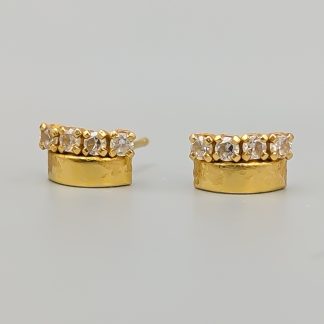 Örhängen i Guld med Vita Stenar 18K 0.77g 8mm