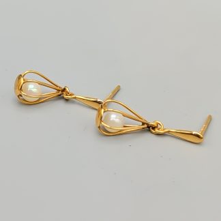 Örhängen i Guld med Odlade Pärlor 14K 1.35g 22mm