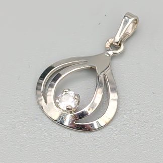 Hänge i Silver med Vit Sten S925 0.71g 17mm