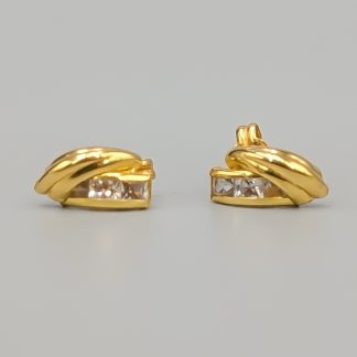 Örhängen i Guld med Vita Stenar 18K 0.9g 10mm