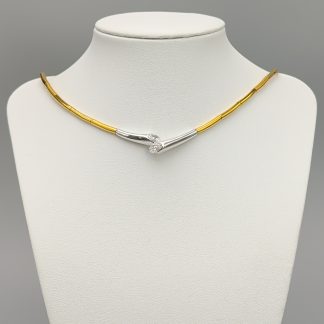 47.5cm Halsband i Flerfärgat Guld med Vita Stenar 14K 16.47g