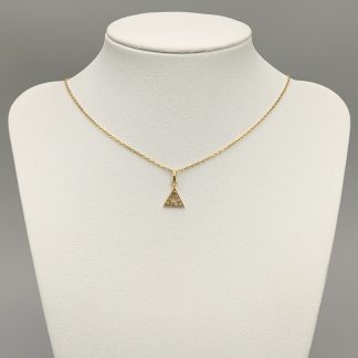 41.5cm Ankarlänk i Guld med Hänge med Vita Stenar 14K 3.09g
