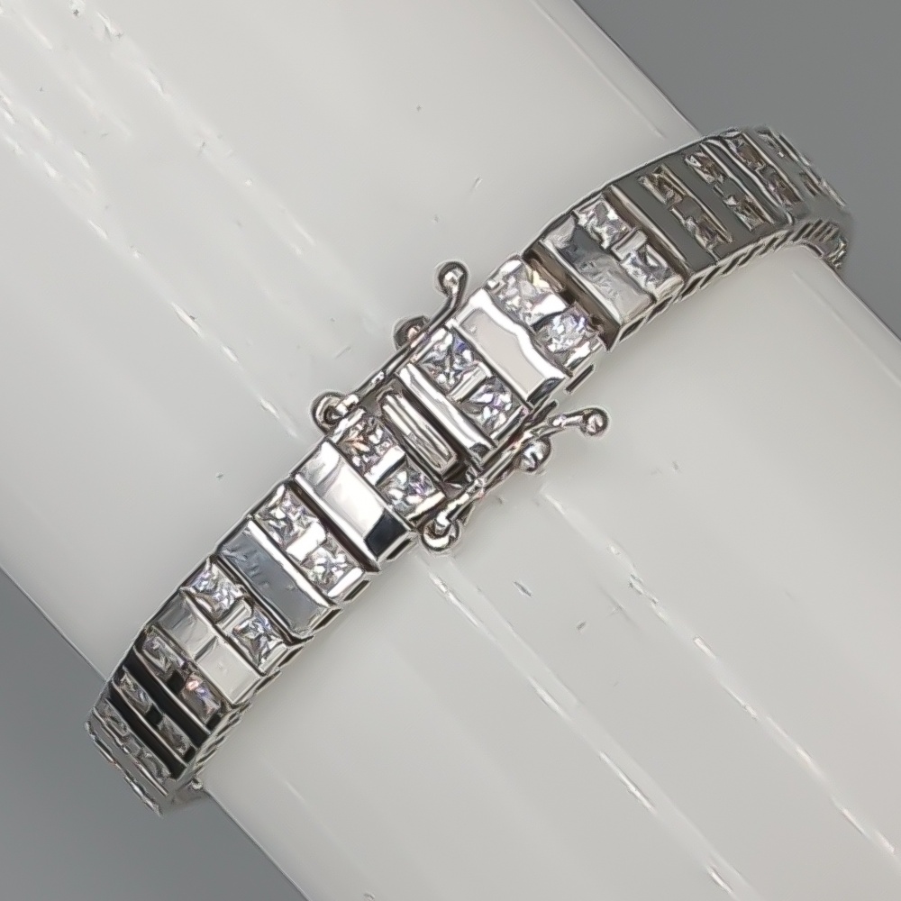 19cm Armband i Vitguld med Vita Stenar 18K 19.12g - Bild 2