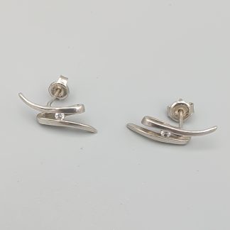 Örhängen i Silver med Vita Stenar S925 1.77g 19mm