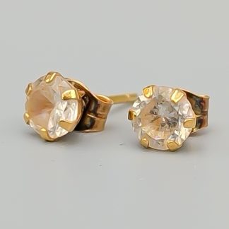 Örhängen i Guld med Vita Stenar 18K 0.95g 5mm