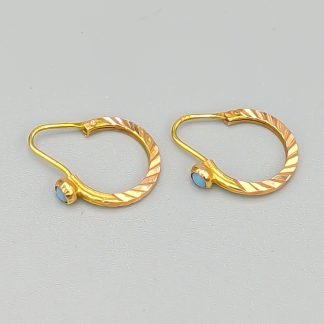 Örhängen i Guld med Turkosa Stenar 14K 1.1g 17mm