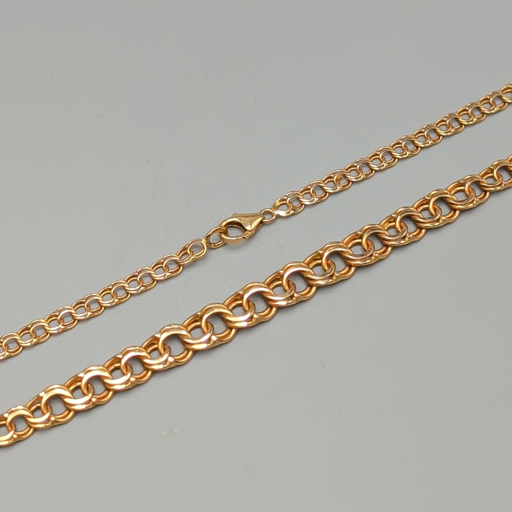 43.5cm Doserad Bismarcklänk i Guld 14K 9.6g - Bild 2