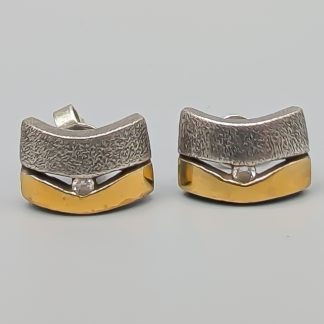 Örhängen i Silver med Förgyllda detaljer med Vita Stenar S925 3.9g 12mm