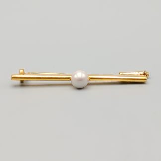 Antik Brosch i Guld med Brosch Odlad Pärla 18K 3.57g 39mm