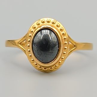 Ring i Guld med Hematit 18K 1.32g 16.5mm