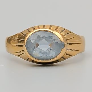 Ring i Guld med Blå Sten 18K 3.44g 16.25mm
