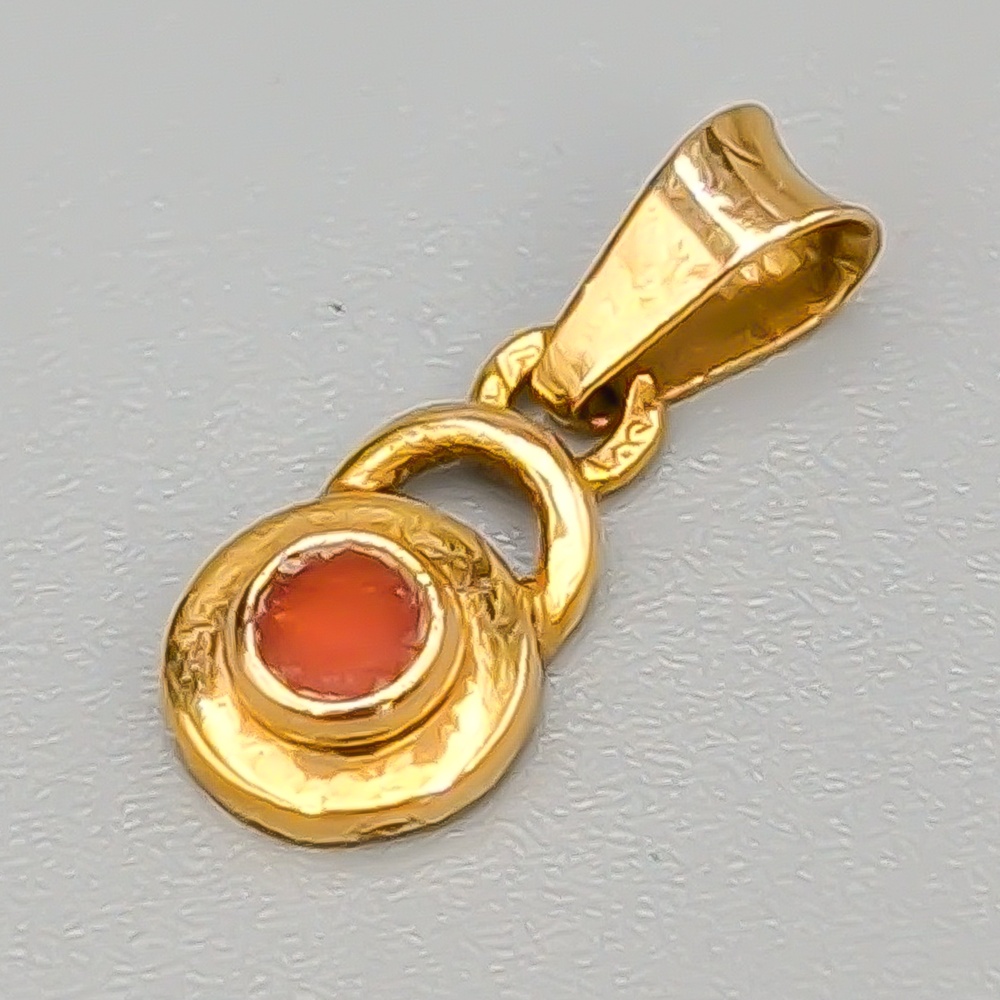 Hänge i Guld med Orange Sten 18K 0.73g 11mm