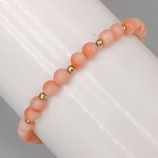 19.5cm Armband i Guld med Rosa Stenar 18K 4.25g