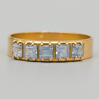 Ring i Guld med Blå Stenar 18K 2.61g 17.75mm