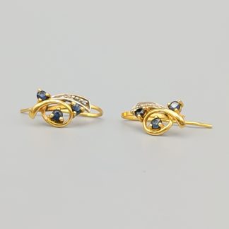 Diamantörhängen i Guld med Safirer 18K 1.42g 15mm