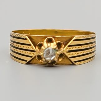 Antik Diamantring i Guld med en Rosenslipad Diamant 18K 2.22g 16.75mm