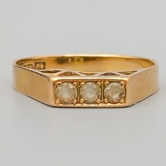 Trestensring i Guld med Vita Stenar 18K 1.82g 17mm