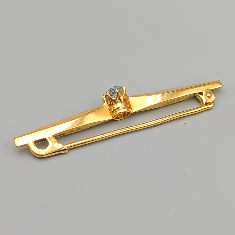 Brosch i Guld med Akvamarin 18K 2.09g 45mm - Bild 2