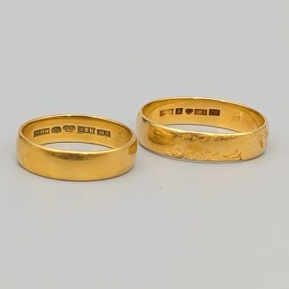 2 st Släta Ringar i Guld 18K 13.79g 0mm