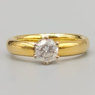 Ring i Flerfärgat Guld med Vit Sten 18K 2.44g 16.75mm