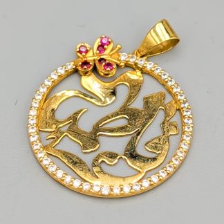 Hänge i Guld med Vita och Röda Stenar 18K 3.45g 27mm