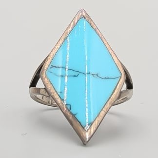Ring i Silver med Turkos Sten S925 3.81g 16mm