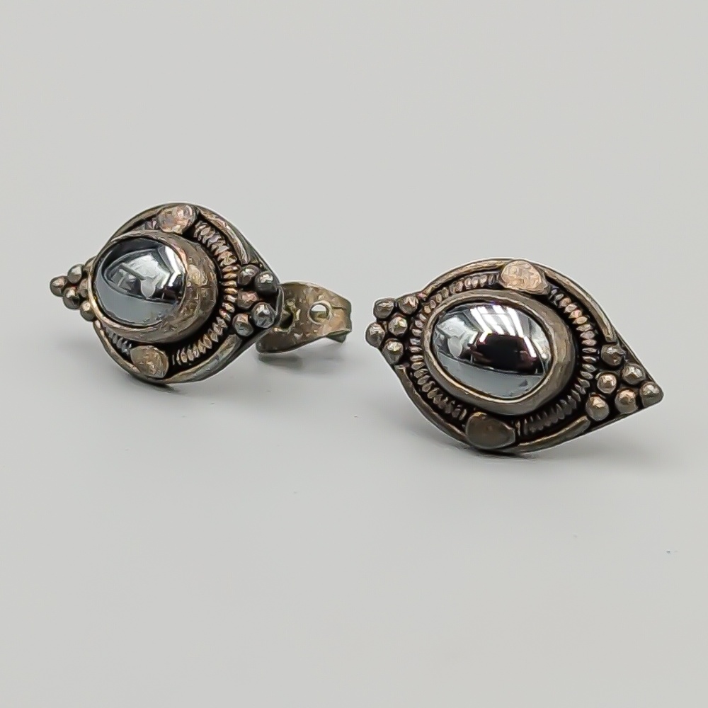 Örhängen i Silver med Hematiter S925 5.04g 18mm