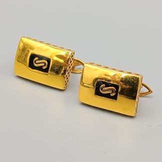 Örhängen i Guld med Svarta Detaljer 21K 3.67g 13mm