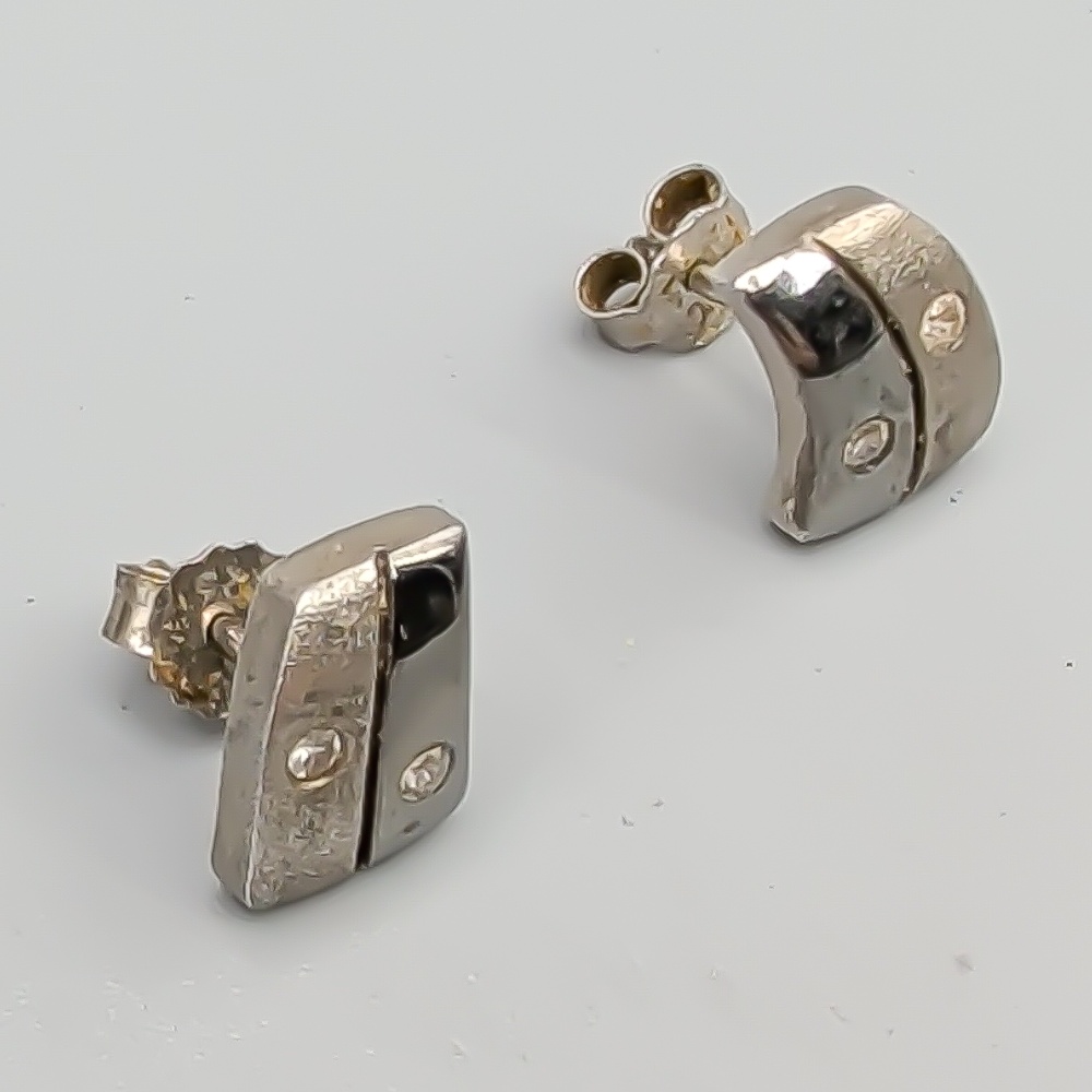 Örhängen i Silver med Vita Stenar S925 2.68g 10mm - Bild 2
