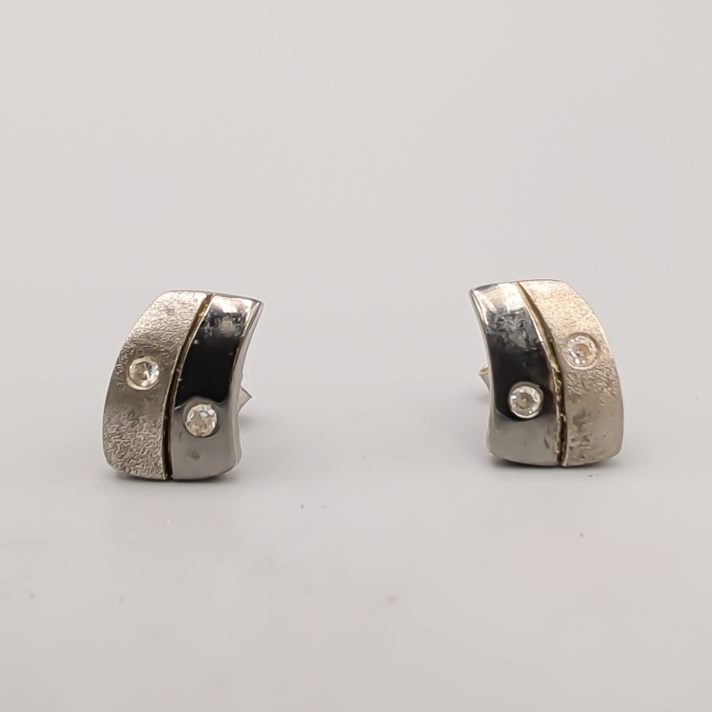 Örhängen i Silver med Vita Stenar S925 2.68g 10mm