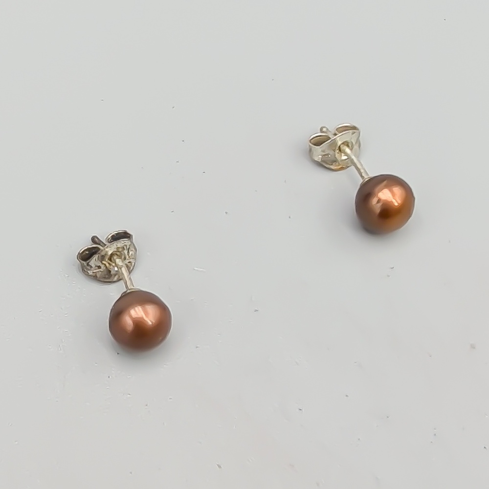 Örhängen i Silver med Färgade Pärlor S925 0.73g 5mm - Bild 2