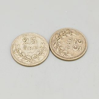 2 st 25 öre Sverige 1914/1936 S600 4.65g 17mm