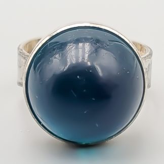 Ring i Silver med Blå Sten S830 5.93g 17.25mm