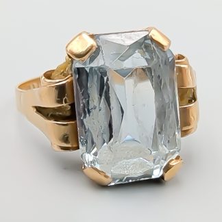 Cocktailring i Guld med Blå Sten 18K 3.27g 15.25mm