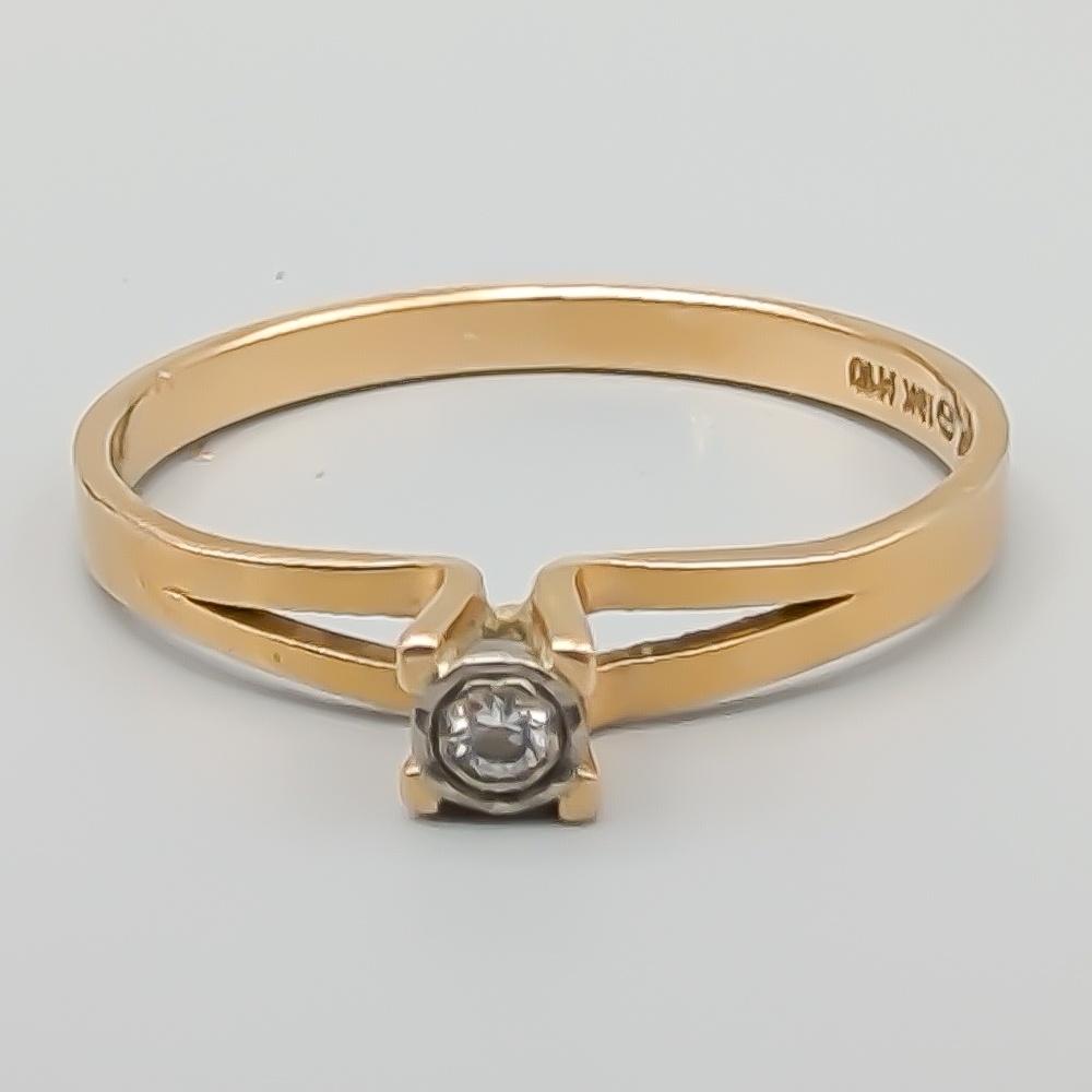 Solitärring i Flerfärgat Guld med Diamant 18K 1.98g 18.5mm